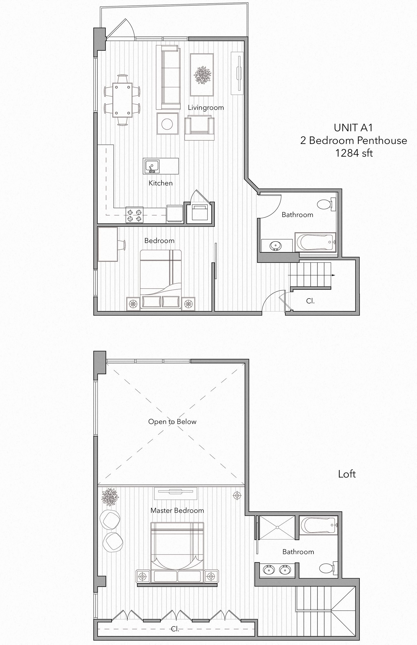 Two Bedroom Duplex Floor Plan 6
